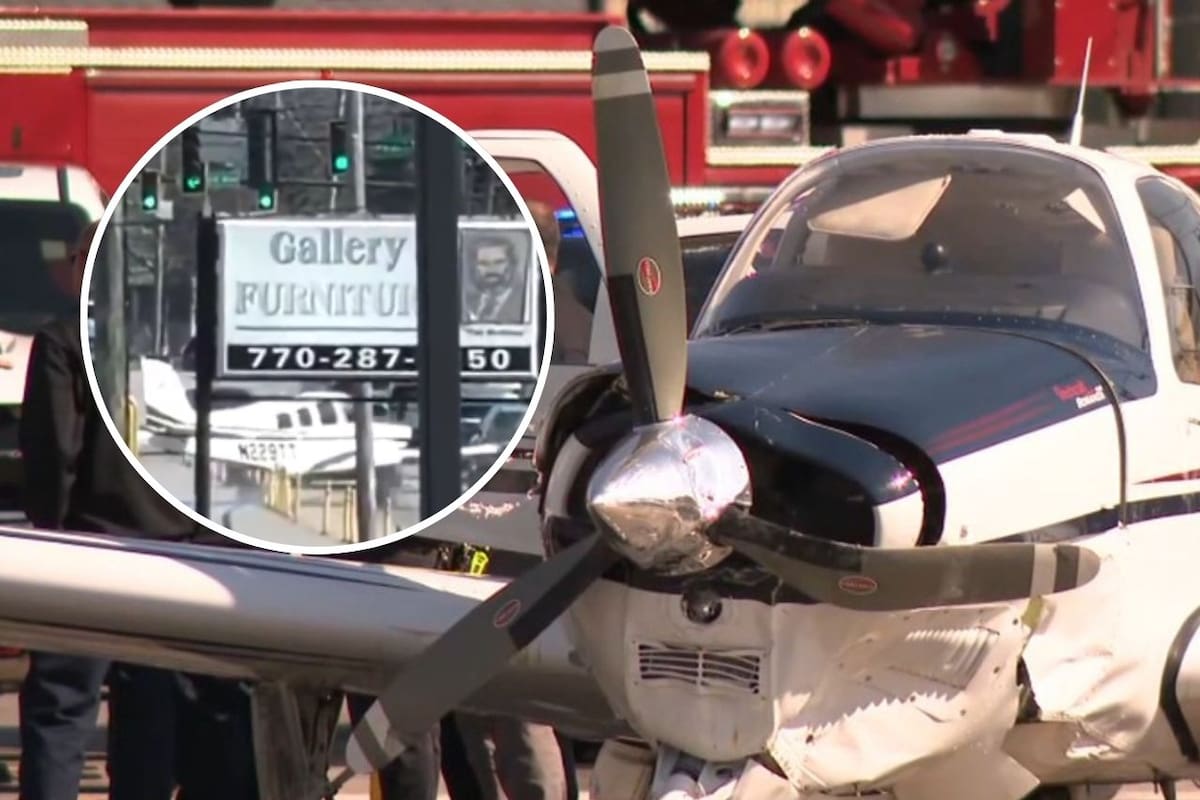 De la pista a la calle: avioneta realiza aterrizaje de emergencia en vía pública de Georgia y choca con autos