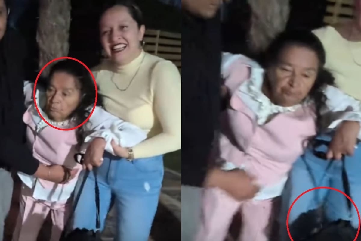 Se le pasaron las copas y nunca soltó la cartera: mujer de 80 años termina siendo cargada por sus familiares