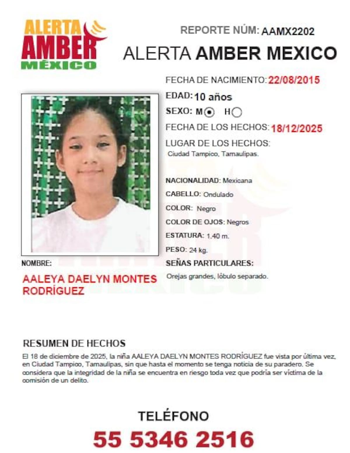 Fue vista por última vez el 18 de diciembre del 2025.