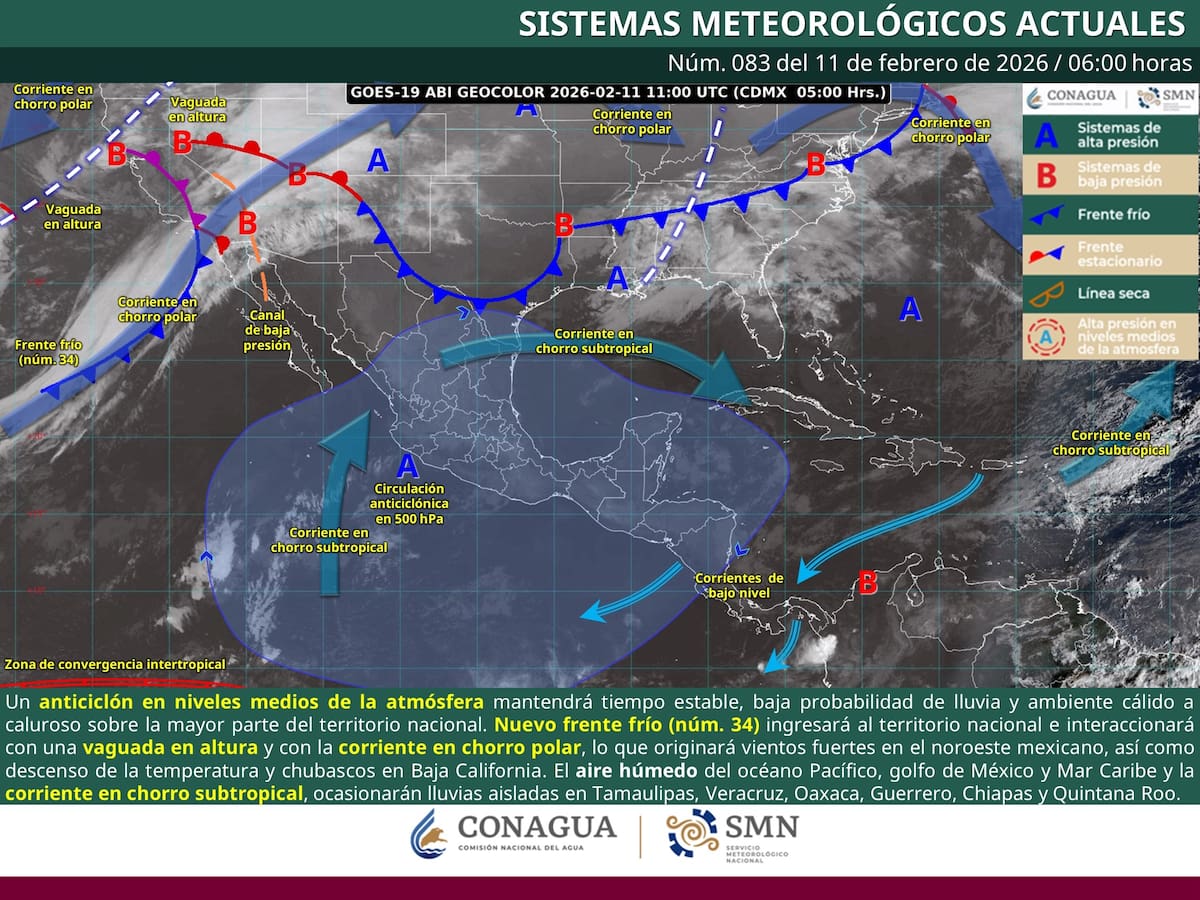 La información forma parte del pronóstico extendido oficial de la Conagua, disponible en su sitio institucional.