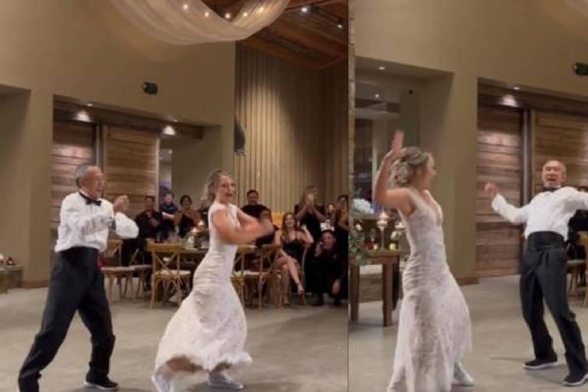 Papá de la novia se roba el show con tremendos pasos de baile