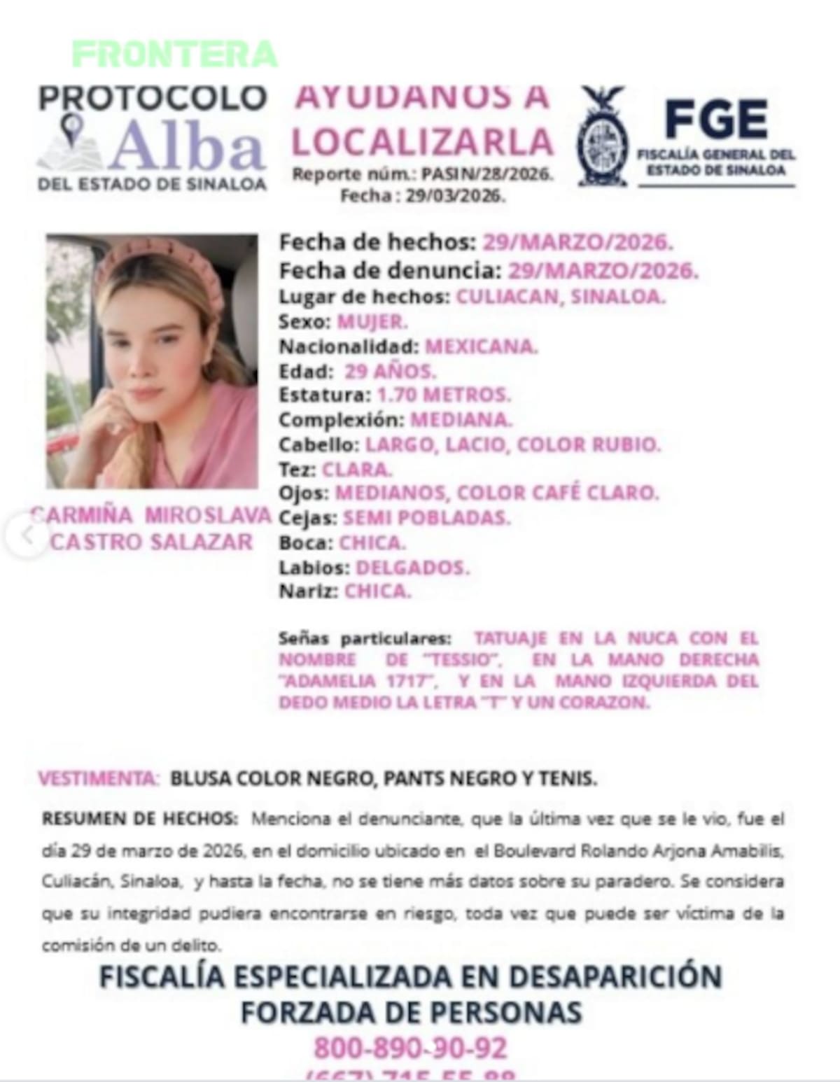 El operativo de búsqueda se concentra en el norte de la capital sinaloense, luego de que sujetos armados interceptaran a la creadora de contenido la tarde del domingo frente a su familia.