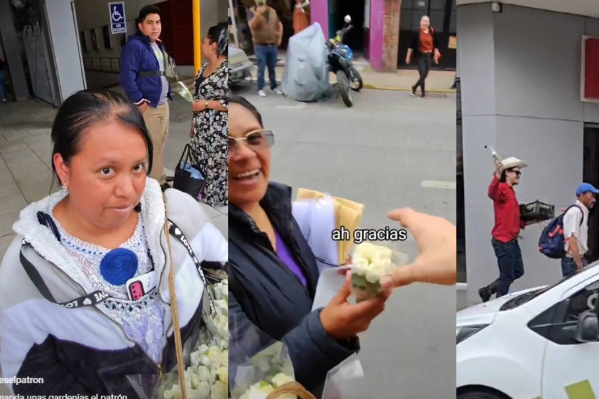 El Patrón le compra todas las flores a una vendedora ambulante y las reparte entre la gente