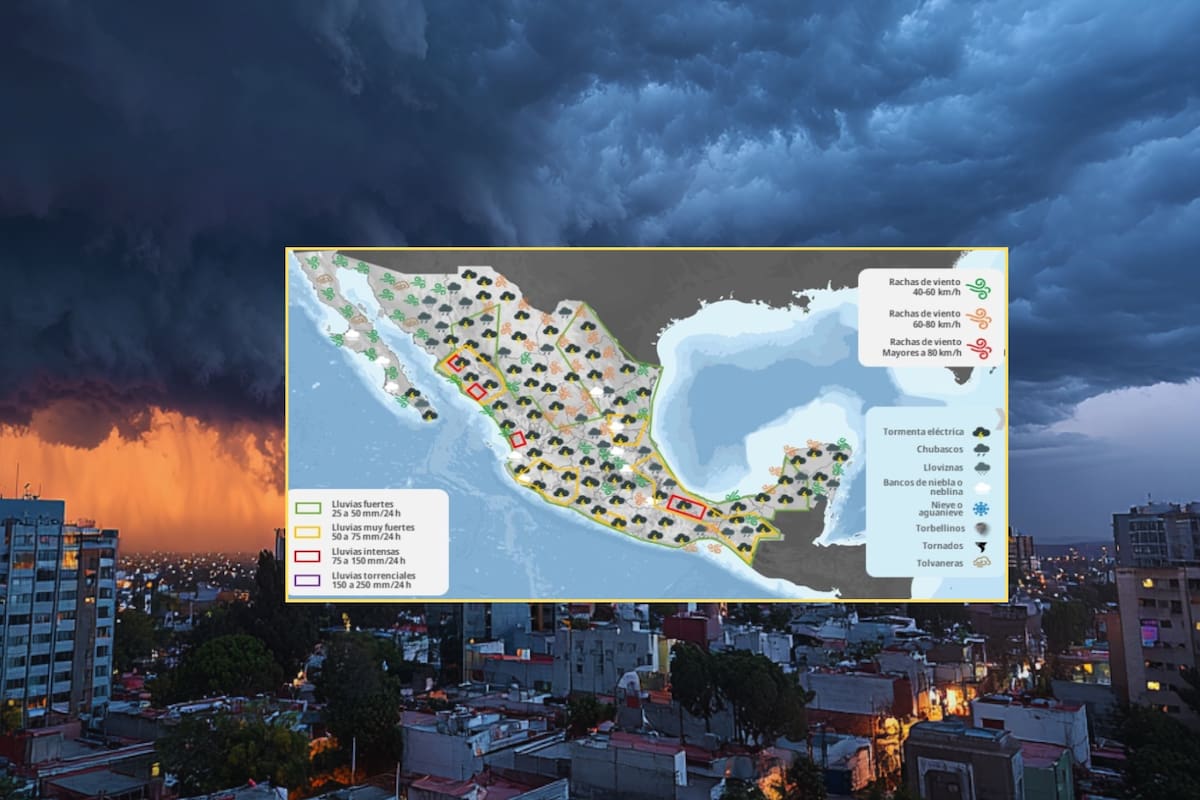 SMN advierte por el monzón mexicano, que dejará lluvias y vientos peligrosos en algunos estados este lunes