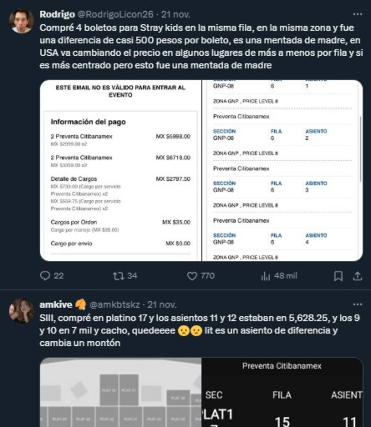 Fans de Stray Kids reportan diferencias en los precios / Cuenta de X: @ticketelhamster