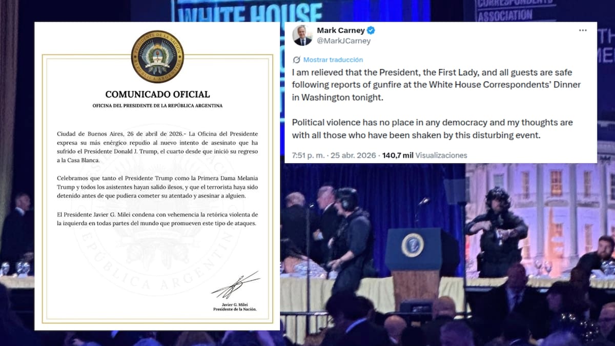 Líderes internacionales como Javier Milei y Narendra Modi condenaron el intento de agresión contra Donald Trump en Washington tras la detención de un hombre armado con chaleco antibalas que intentó vulnerar la seguridad de la cena de corresponsales