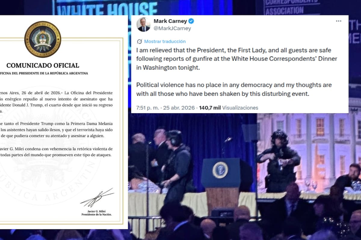 Líderes internacionales como Javier Milei y Narendra Modi condenaron el intento de agresión contra Donald Trump en Washington tras la detención de un hombre armado con chaleco antibalas que intentó vulnerar la seguridad de la cena de corresponsales