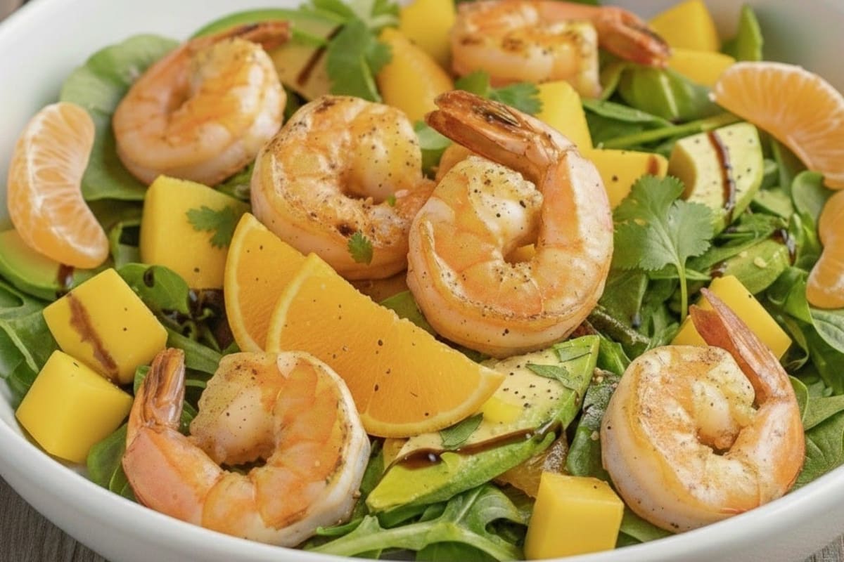 Ensalada de camarones con mango