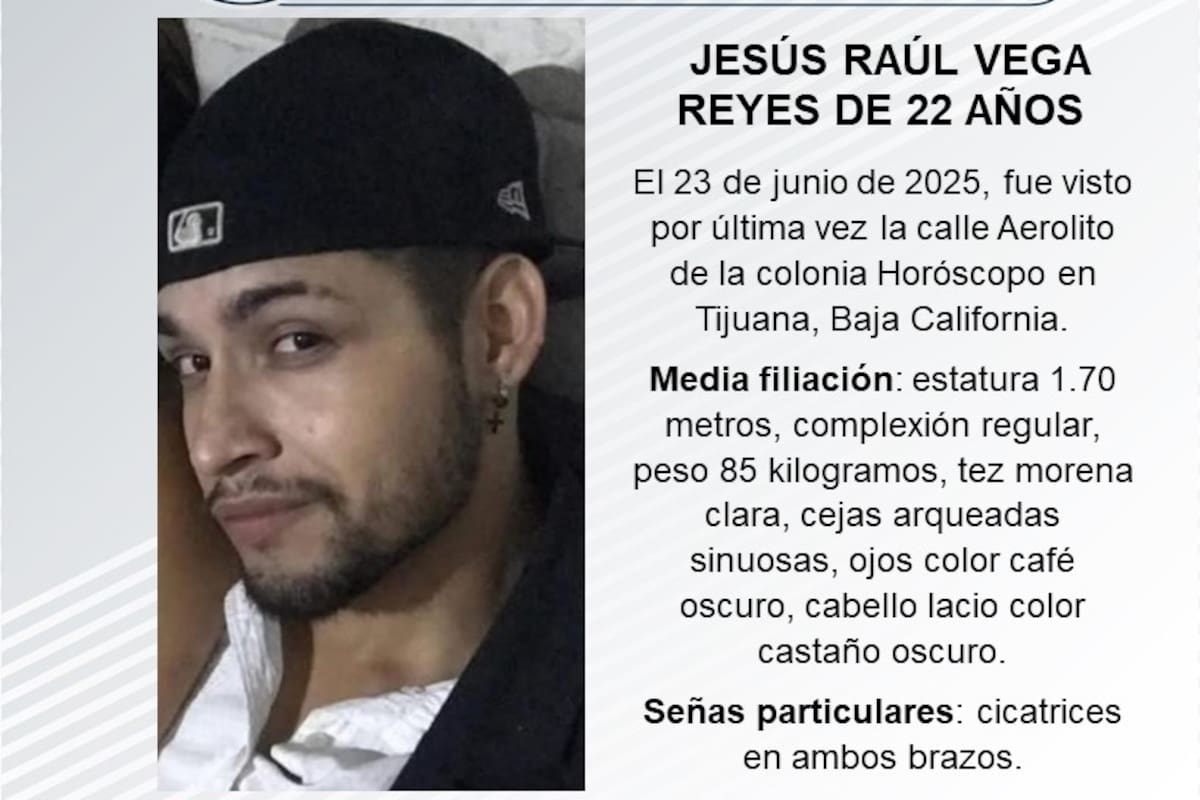 Se busca a Jesús Raúl Vega Reyes de 22 años de edad