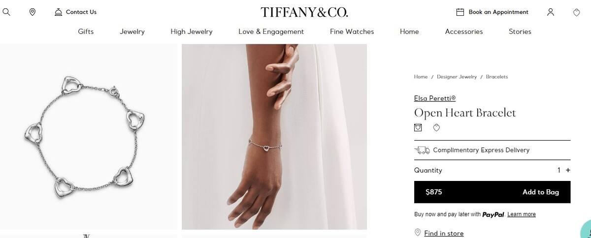 Un brazalete dividido de oro personalizado de Tiffany & Co. /https://www.tiffany.com/