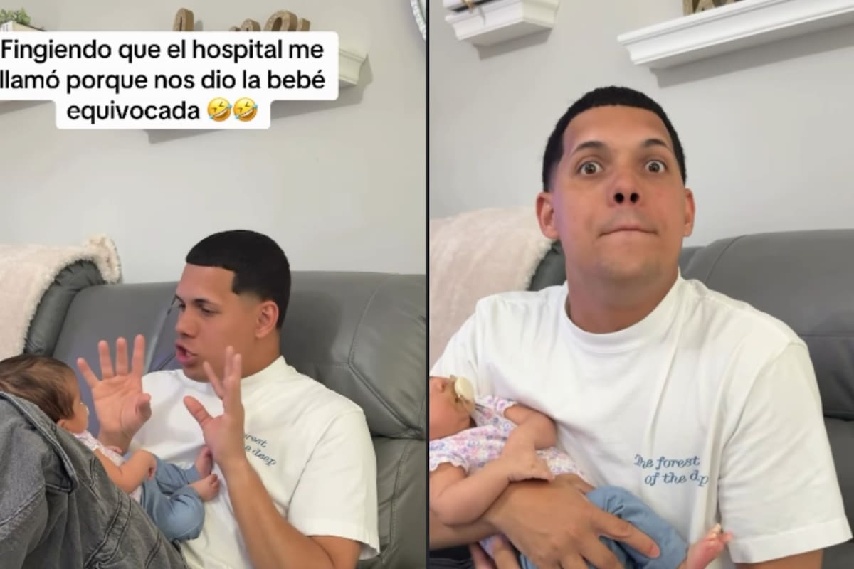 “¡No, pero eso es un embuste! Esta es mi hija, mira” Mujer le juega una broma a su esposo haciéndole creer que les entregaron a la bebé equivocada y su reacción se vuelve viral en redes sociales