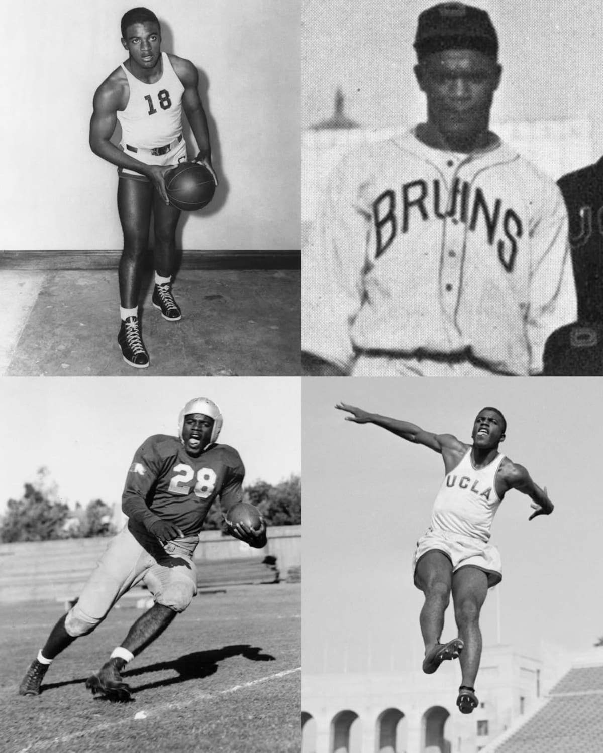 Jackie Robinson destacó en baloncesto, beisbol, futbol americano y atletismo durante sus estudios en UCLA. (Foto: @mlb)