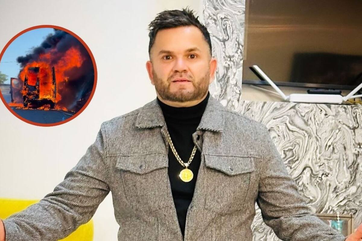 Camioneta de Roberto Pérez se incendia en plena carretera