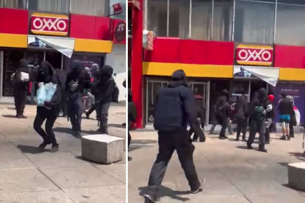 Encapuchados saquean tienda durante marcha del 1 de mayo por Paseo de la Reforma