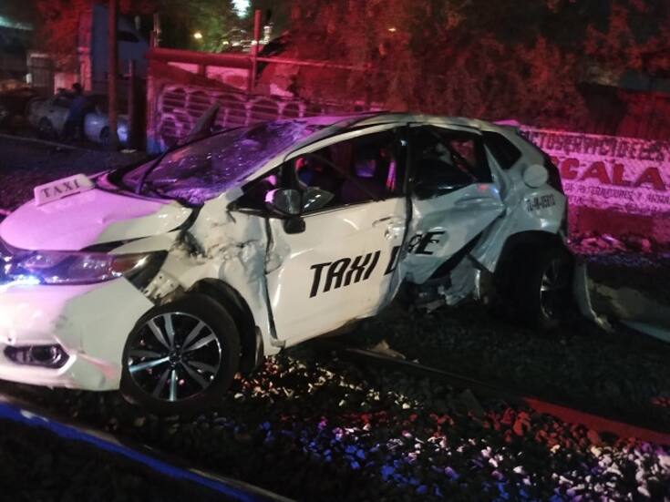 Taxista resulta lesionado tras intentar ganarle el paso al tren
