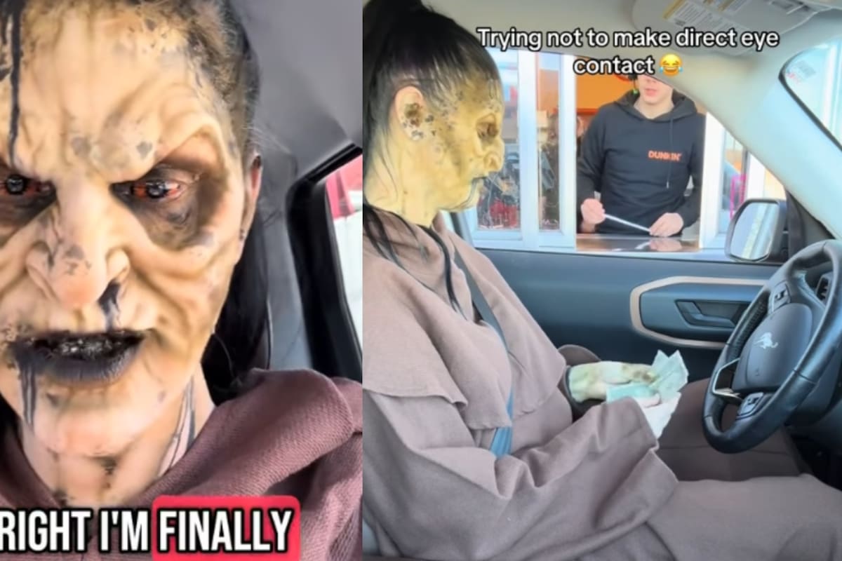 “Los empleados evitan mirarme”: artista de maquillaje pide comida en Dunkin Donuts con un look terrorífico