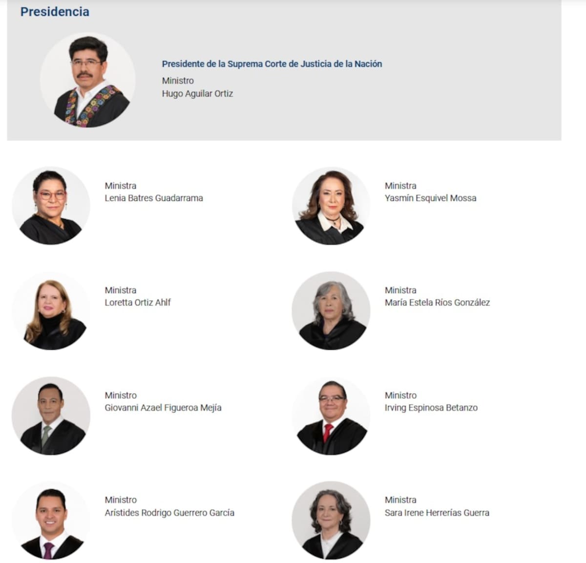 Los nuevos ministros de la SCJN (Captura de pantalla/scjn.gob.mx)