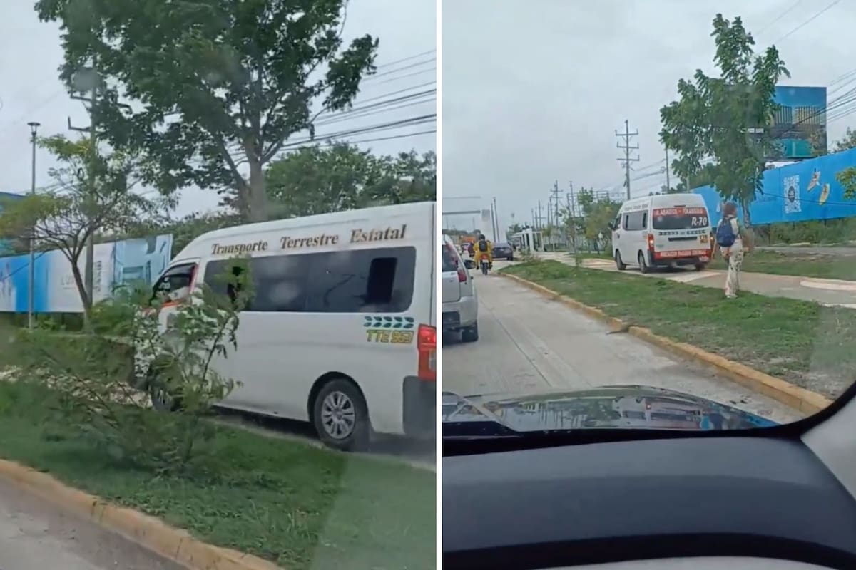 Video: Conductor de combi se sube a la banqueta para evitar el tráfico; autoridades le quitan su licencia