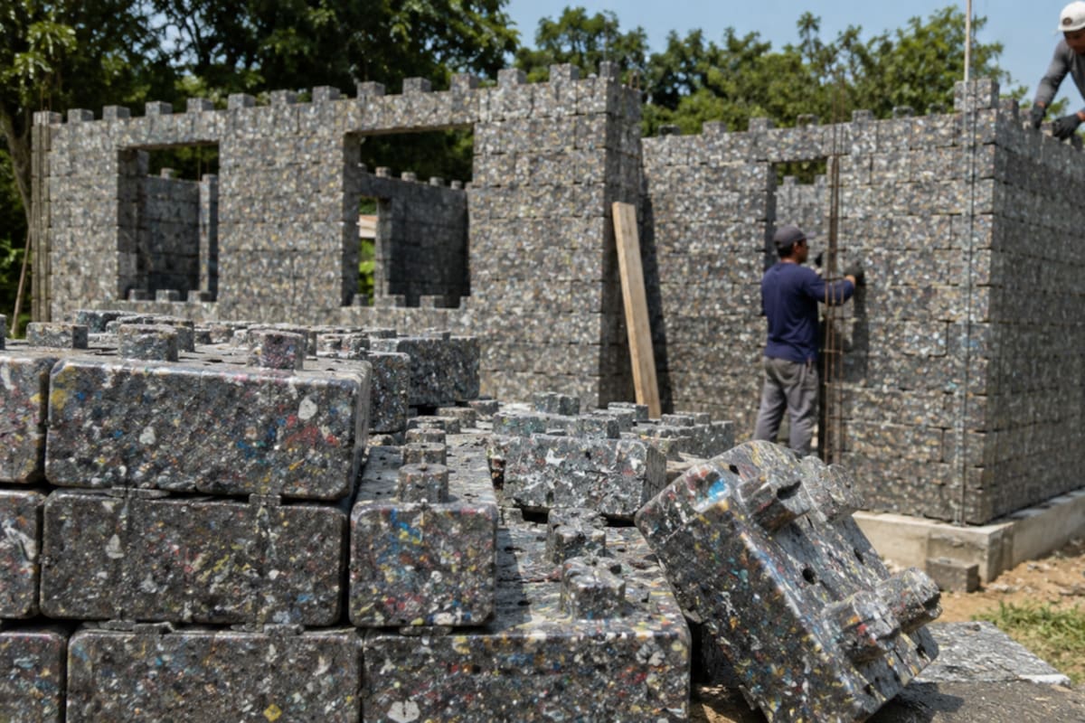 Nueve años después de invertir todos sus ahorros en un terreno vacío, una mujer recibió una casa construida con 850 bloques de plástico reciclado y más de 800 horas de trabajo voluntario