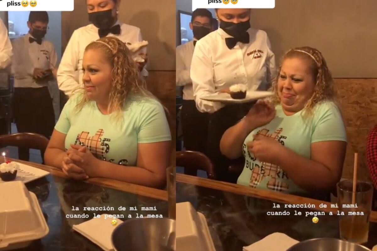 VIDEO: mujer queda confundida y un poco asustada por la felicitación de cumpleaños de estos meseros