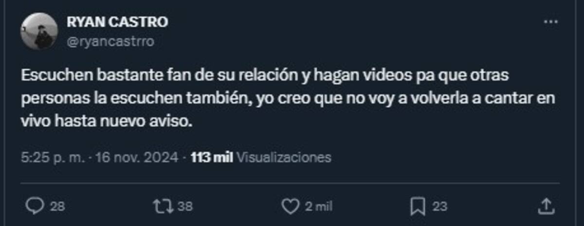 Ryan Castro a través de su cuenta de X / @ryancastrro