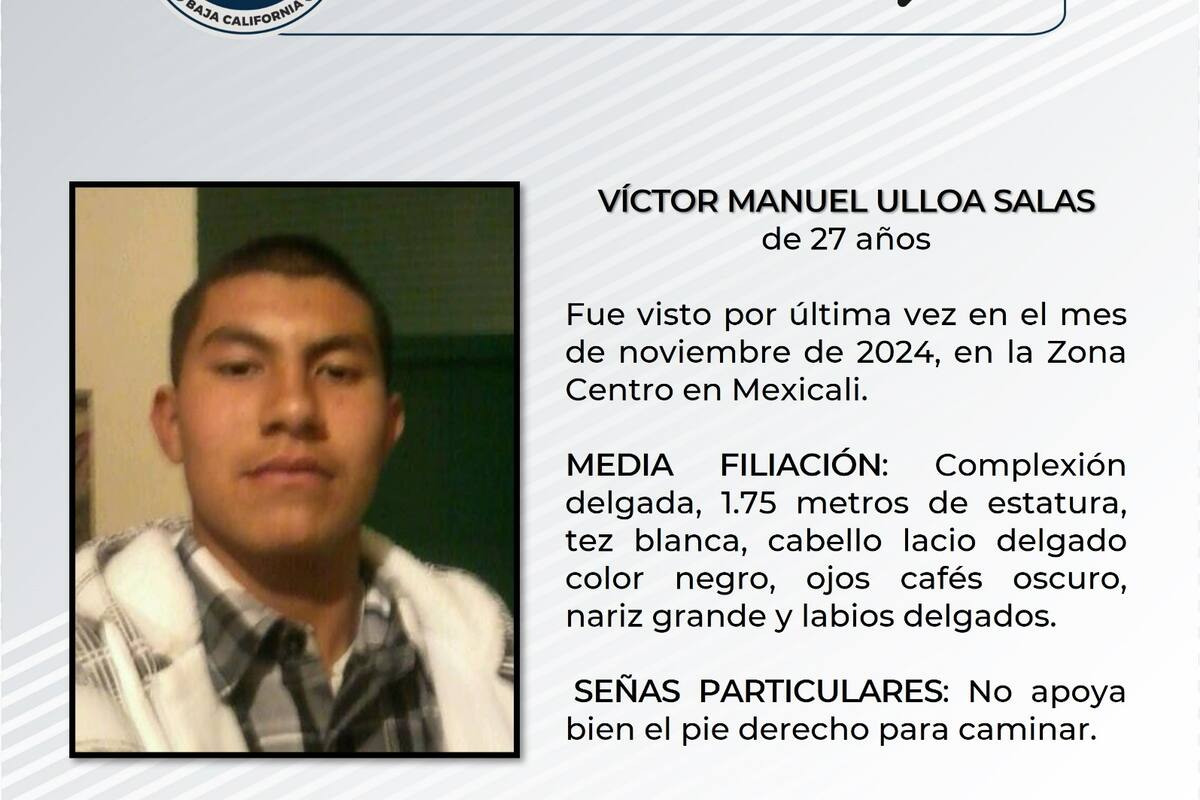 Se solicita ayuda para localizar a Víctor Manuel Ulloa Salas