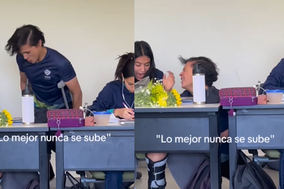 Joven se va de cara contra un mesabanco por jugar con sus muletas en el salón de clases
