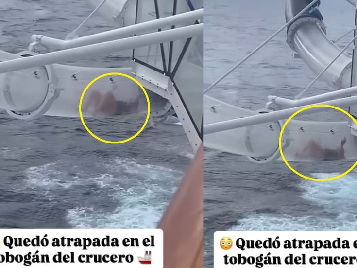 IMPACTANTE: Mujer queda atorada en el tobogán de un crucero