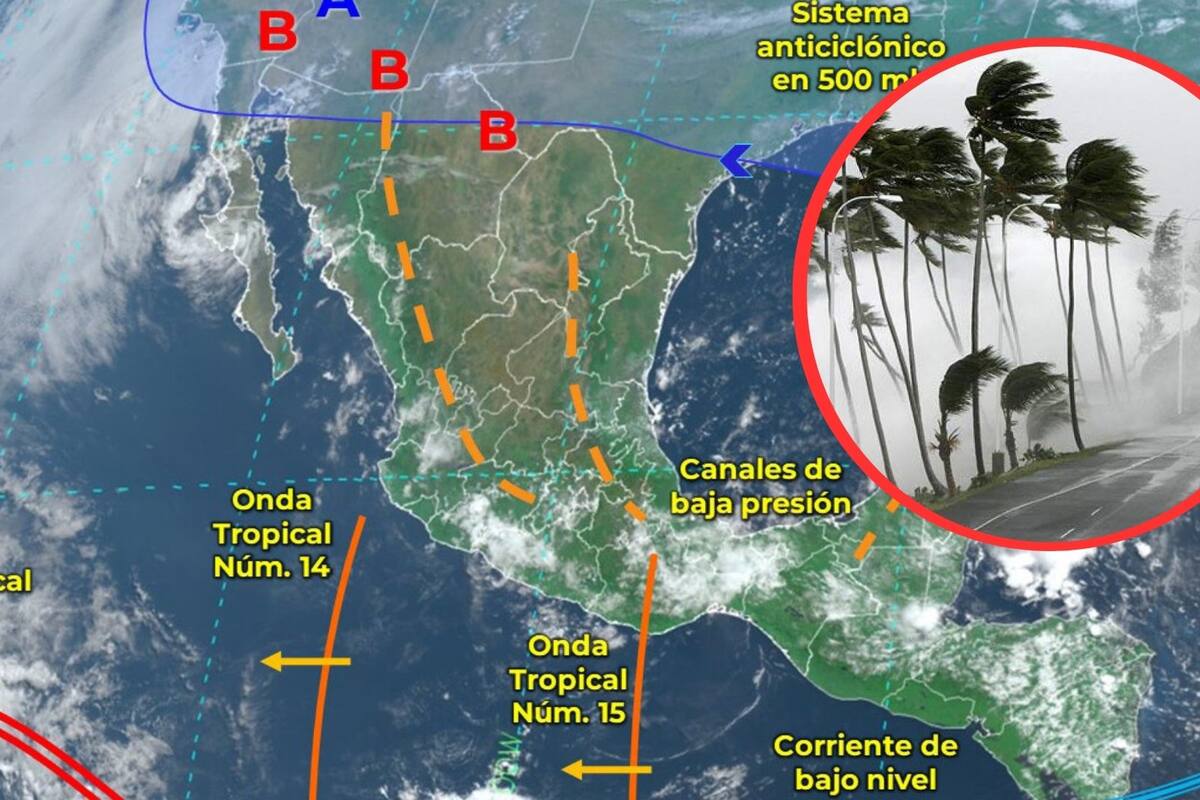 Lluvias y vientos fuertes afectarán gran parte de México por el paso de ondas tropicales 23 y 24