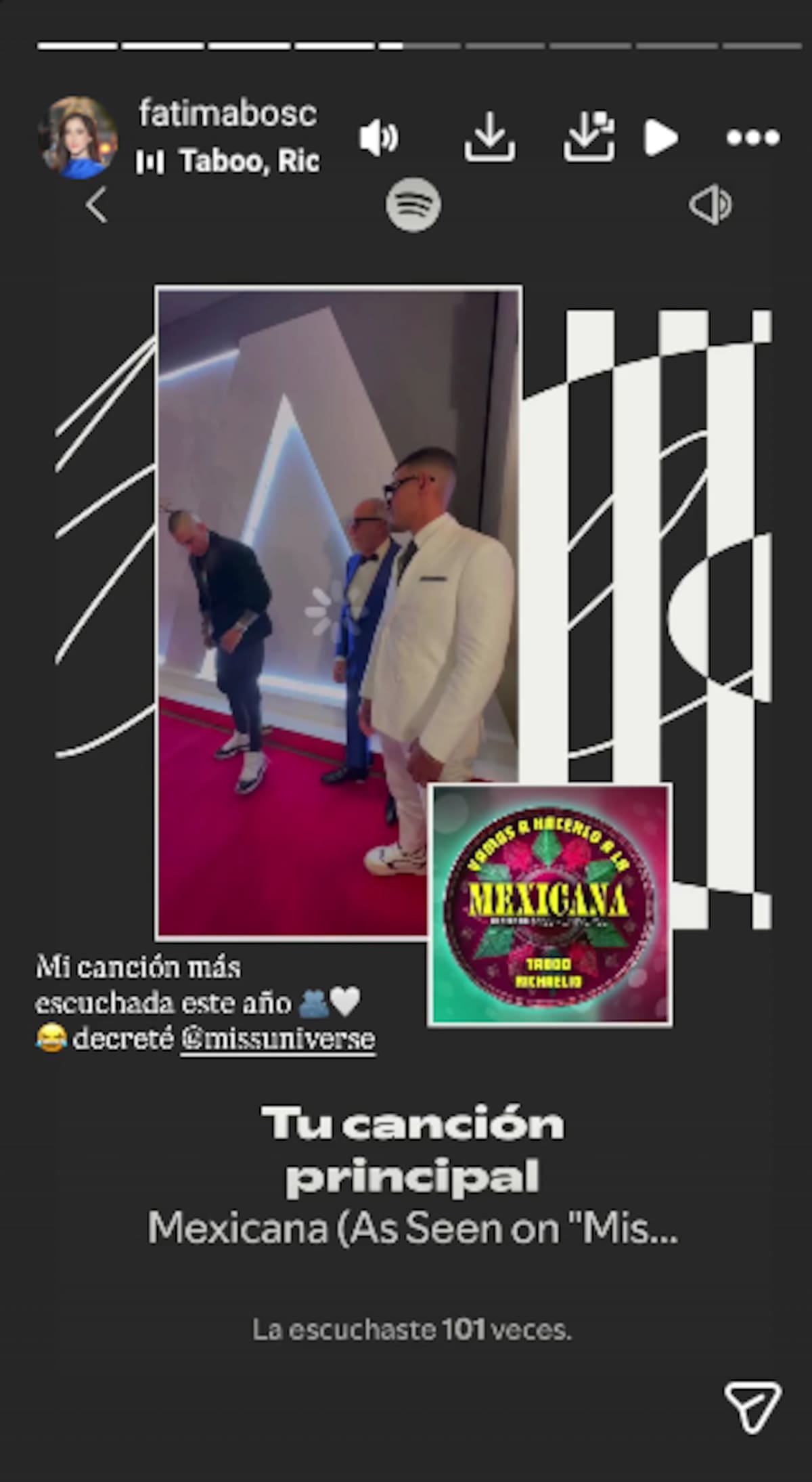 Fátima Bosch decretó su corona de Miss Universo con esta canción | Instagram @fatimaboschfdz