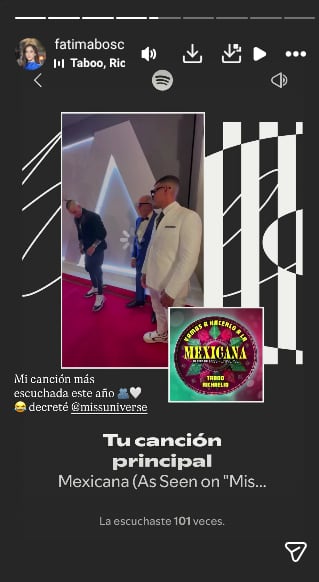 Fátima Bosch decretó su corona de Miss Universo con esta canción | Instagram @fatimaboschfdz
