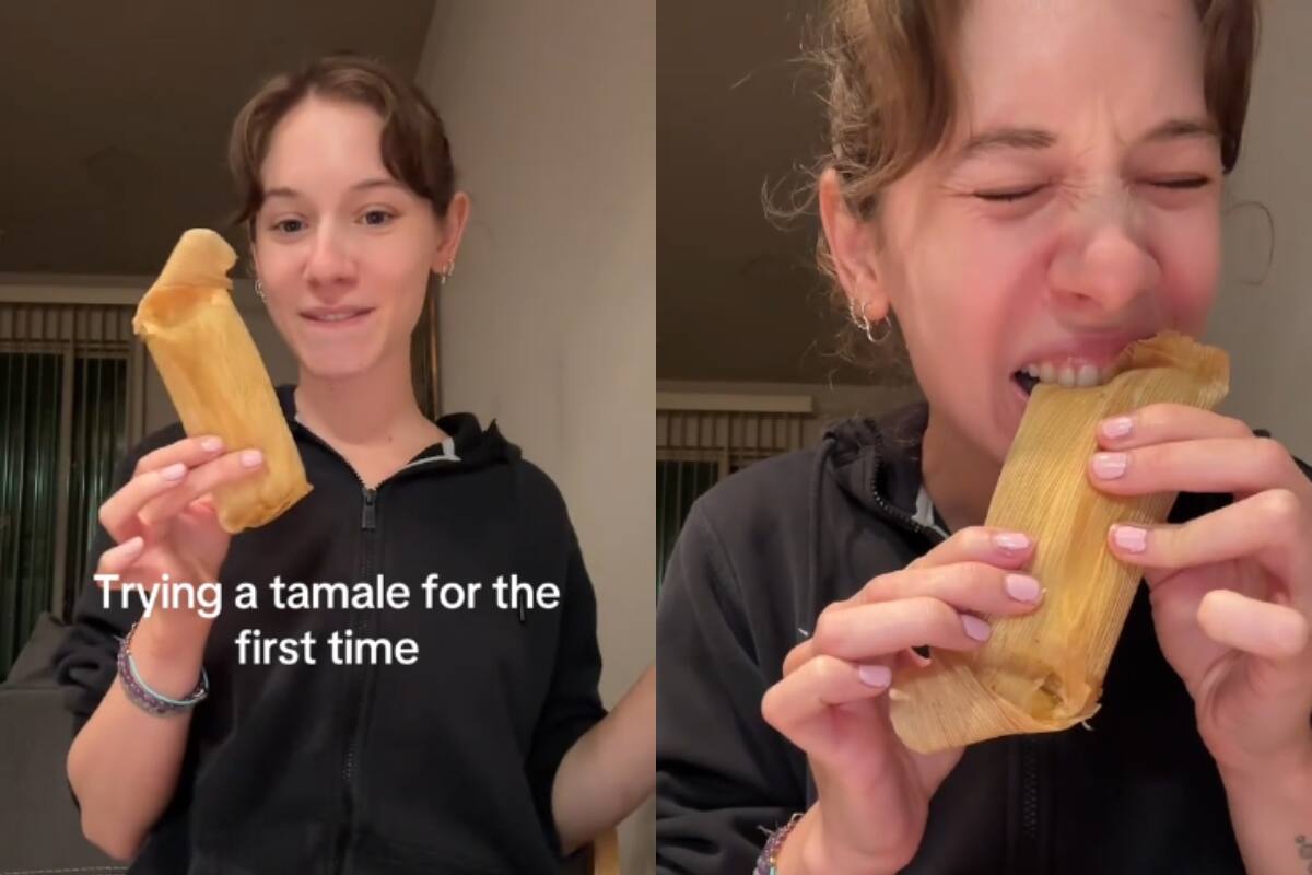 Joven estadounidense se vuelve viral por su peculiar forma de comer un tamal (VIDEO)