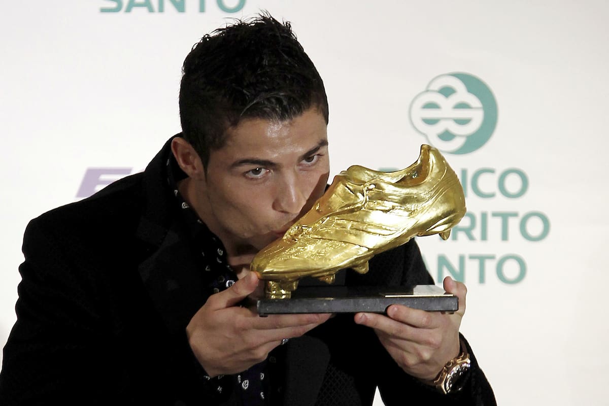 Cristiano Ronaldo obtuvo la Bota de Oro como máximo goleador de las Ligas europeas de la temporada 2010-2011. NOTIMEX/FOTO/JUAN CARLOS ROJAS/FRE/SPO/