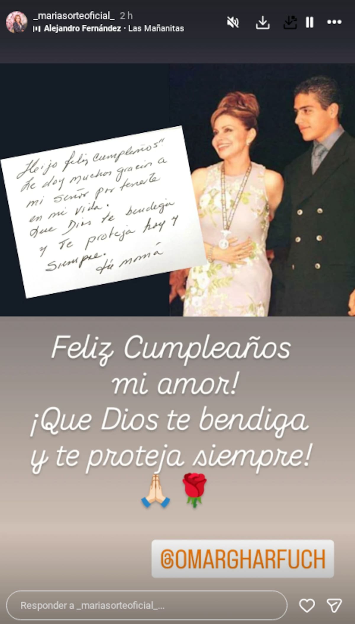 El emotivo mensaje de María Sorté a Omar García Harfuch en su cumpleaños | Captura de pantalla IG (@_mariasorteoficial_)