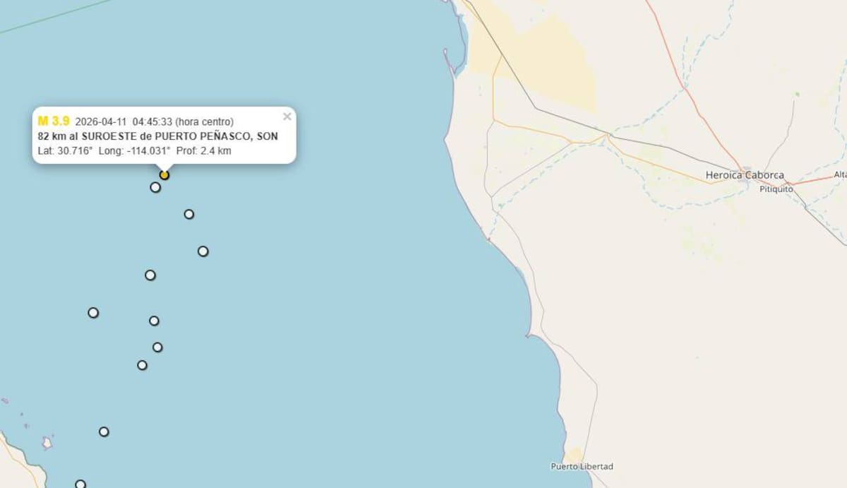 El primer sismo se registró a 87 kilómetros de Puerto Peñasco, con una profundidad de 2.4 kilómetros en el Golfo de California, sin generar afectaciones.