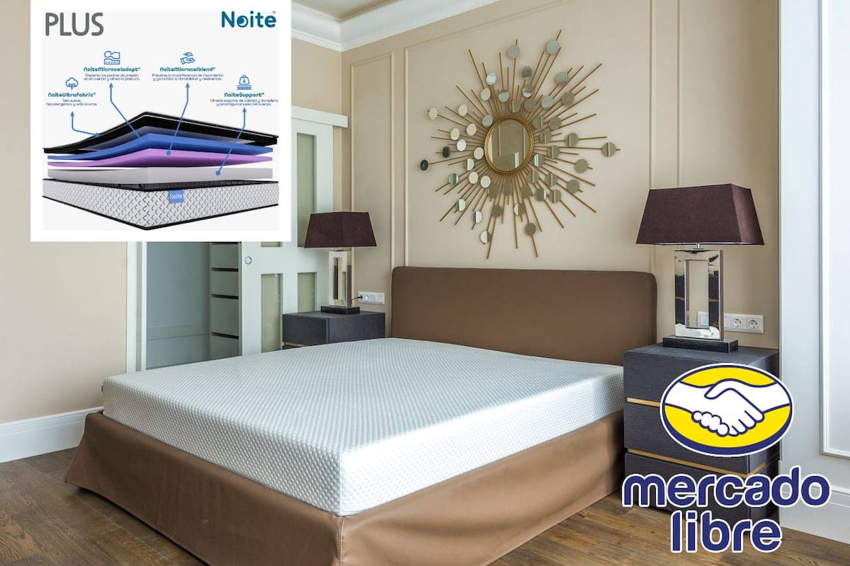 Oferta de Mercado Libre baja precio de colchón con tecnología memory foam, que se adapta a la forma de tu cuerpo, Noite Plus, a 2,399 pesos, con un 59% de descuento