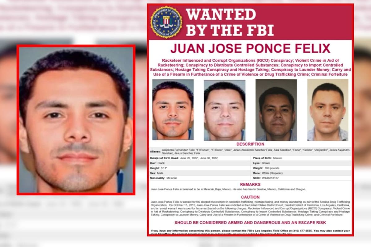 Departamento de Estado de EEUU ofrece 5 millones de dólares por información de Juan José Ponce Félix, alias ‘El Ruso’, líder del Cártel de Sinaloa