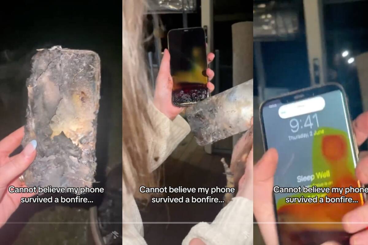 iPhone sobrevive al fuego y joven queda asombrada al verlo funcionar (VIDEO)