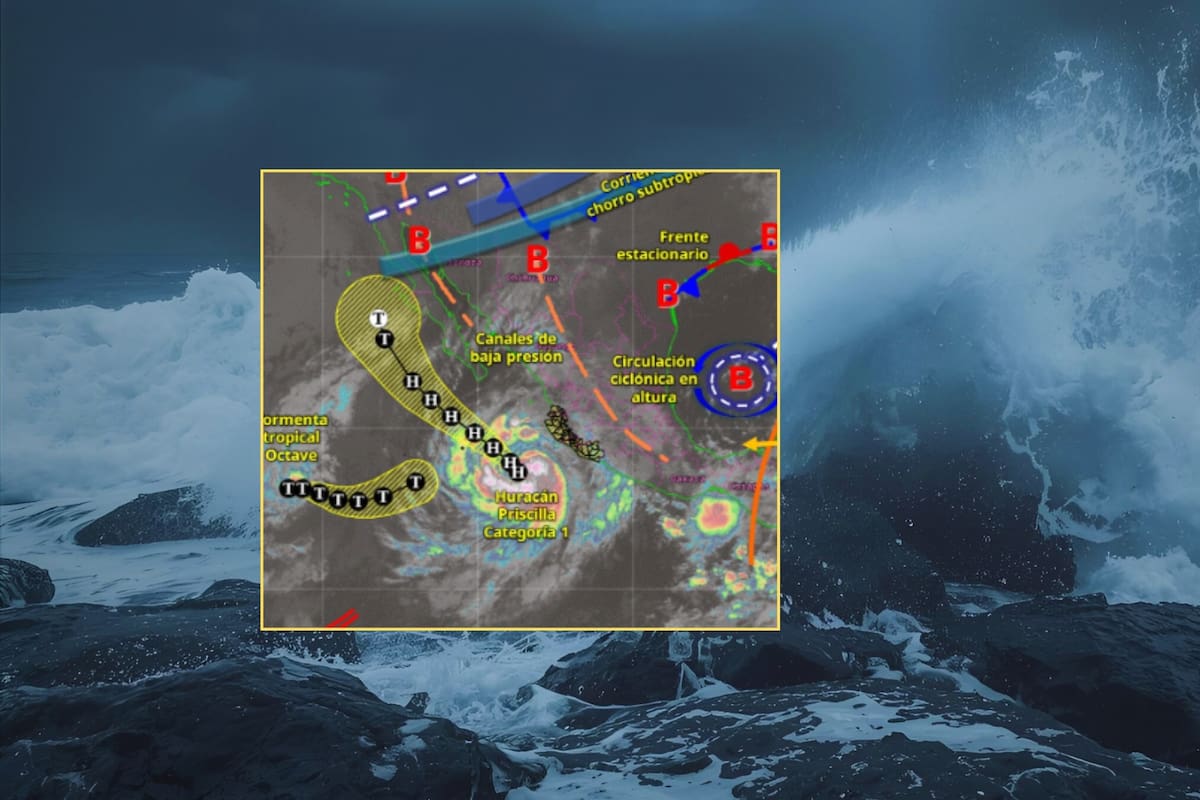 Huracán Priscilla trae fuertes lluvias y vientos peligrosos en varias ciudades, además de oleaje de hasta 6 metros de altura