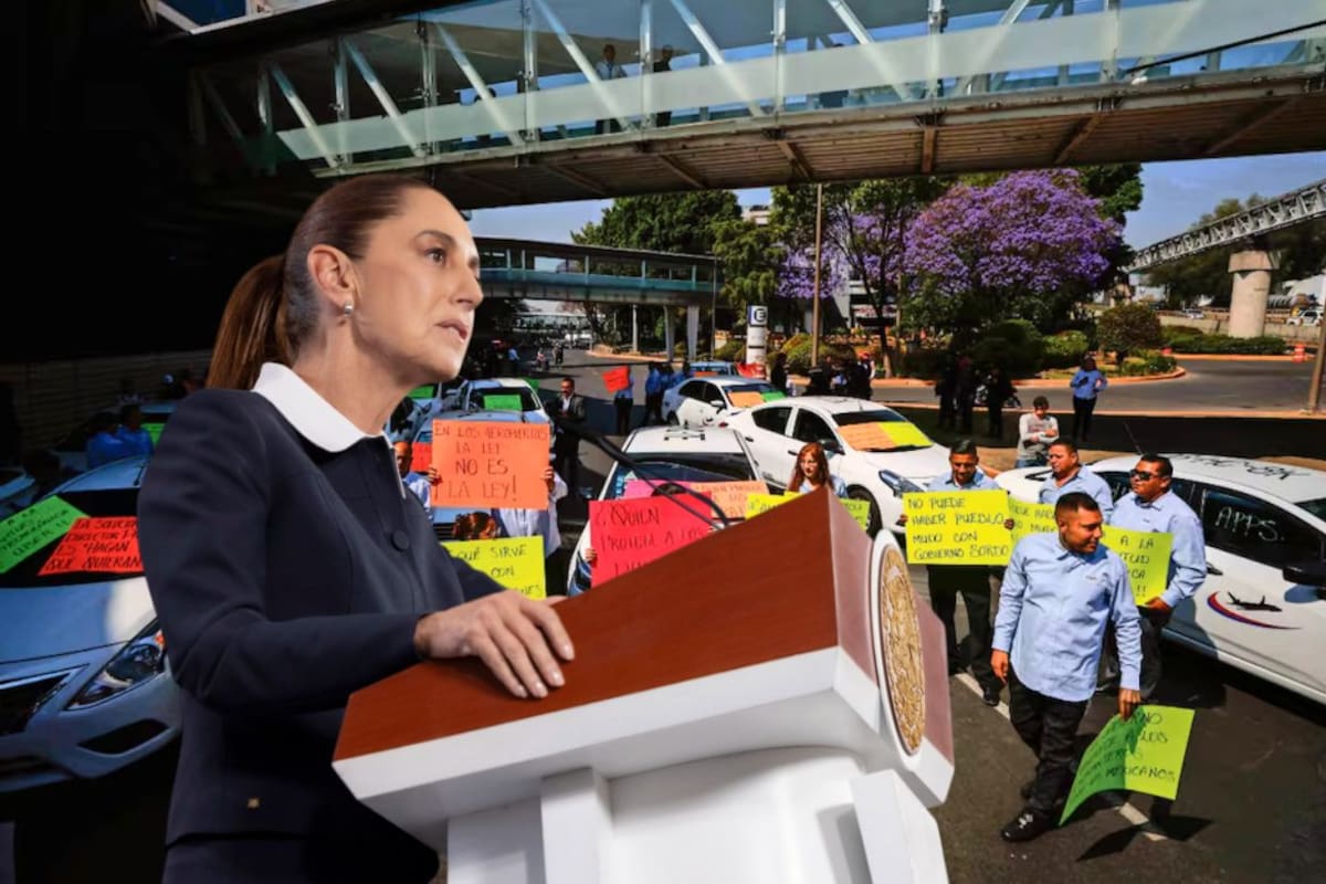 Sheinbaum pide diálogo tras bloqueos de taxistas en el AICM y plantea reorganizar operación de Uber y DiDi sin afectar a concesionarios