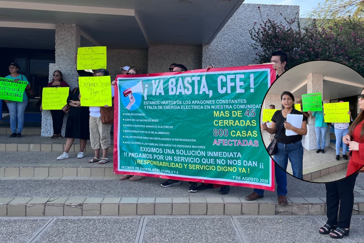 Vecinos de Puerta Real en Hermosillo se manifiestan contra la CFE por constantes apagones