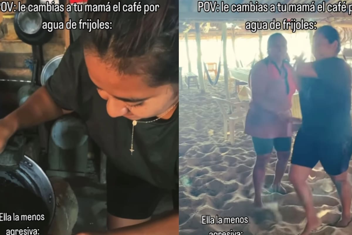 Joven le juega una broma a su madre cambiando su café por agua de frijoles; mira su reacción