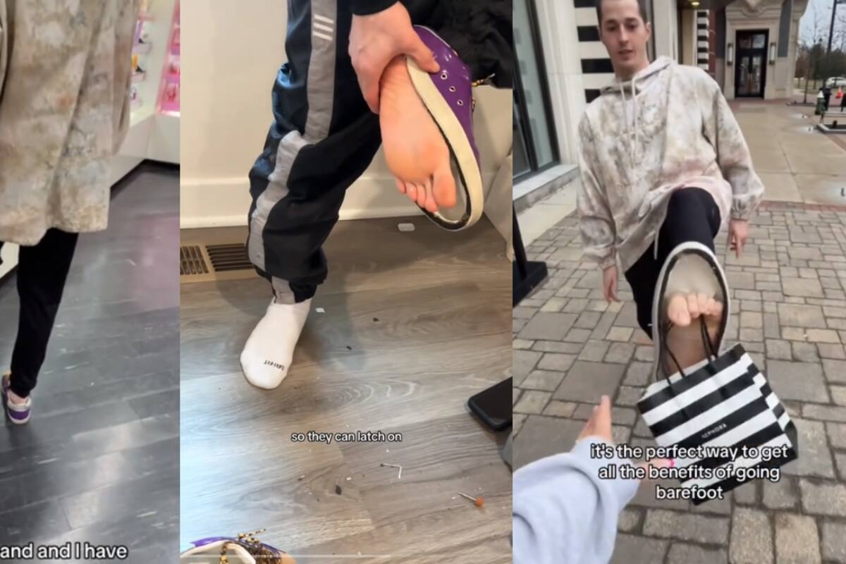 Influencer le quita la suela a todo su calzado para poder andar descalza en cualquier lugar