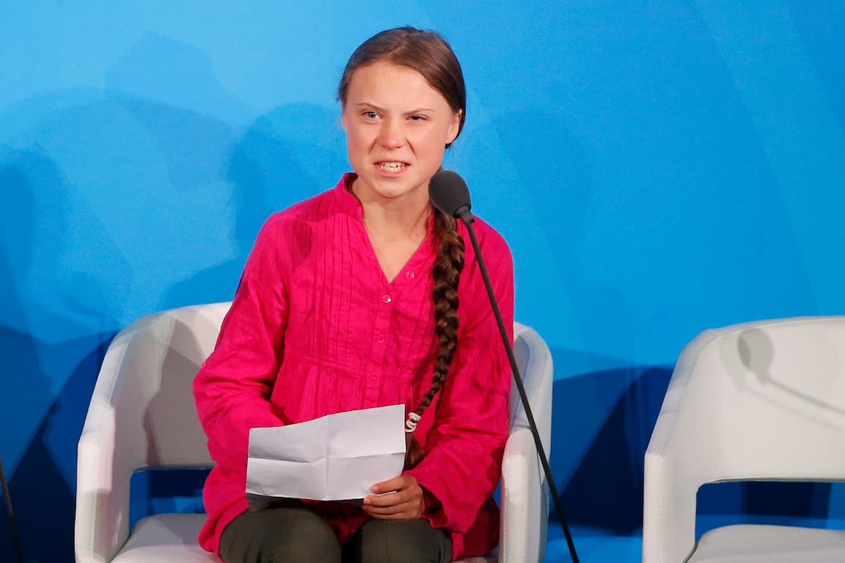 La activista adolescente, Greta Thunberg, pronuncia un discurso durante una cumbre de la ONU sobre el clima, el lunes 23 de septiembre de 2019, en Nueva York. (AP Foto/Jason DeCrow)