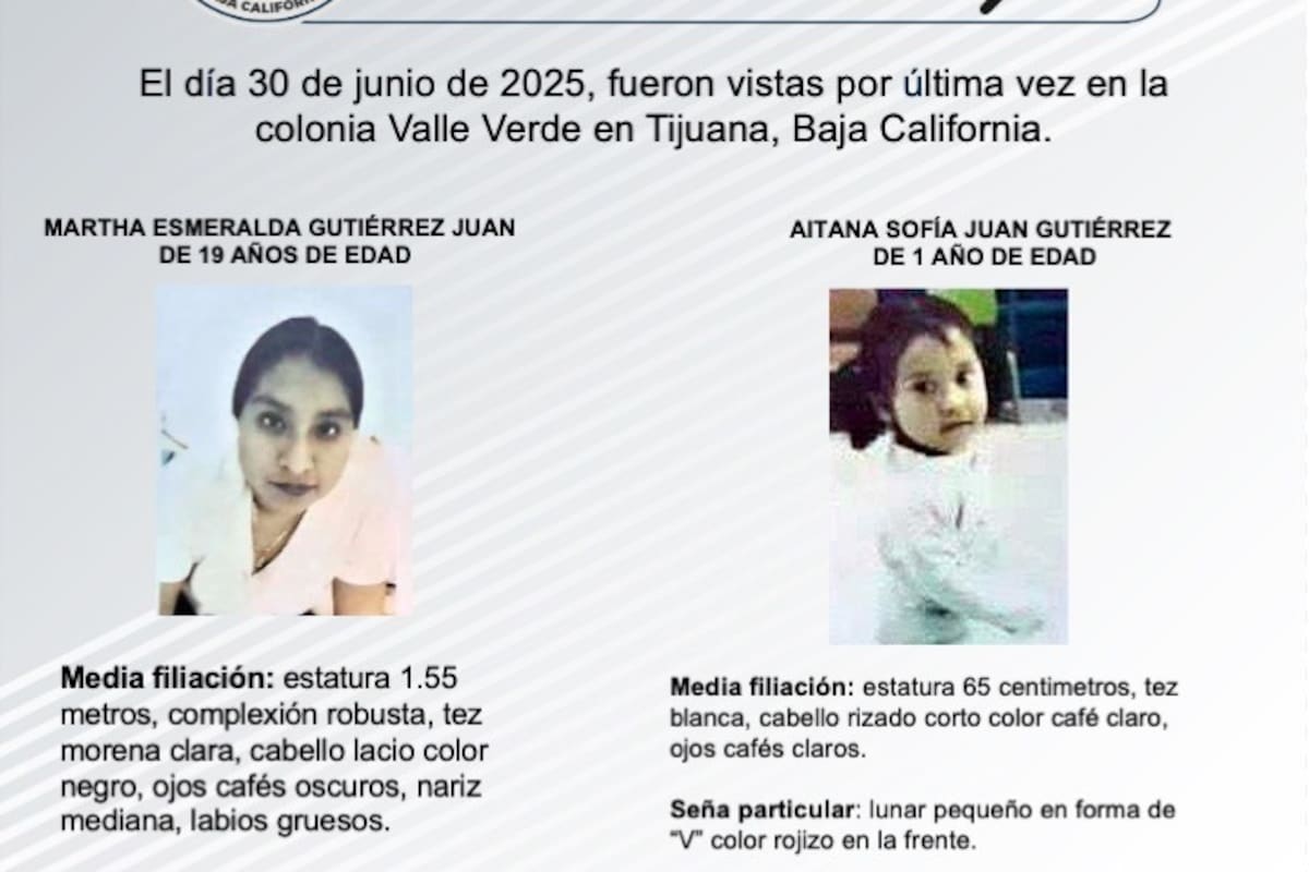 Se busca a Martha Esmeralda Gutiérrez Juan y Aitana Sofía Juan Gutiérrez