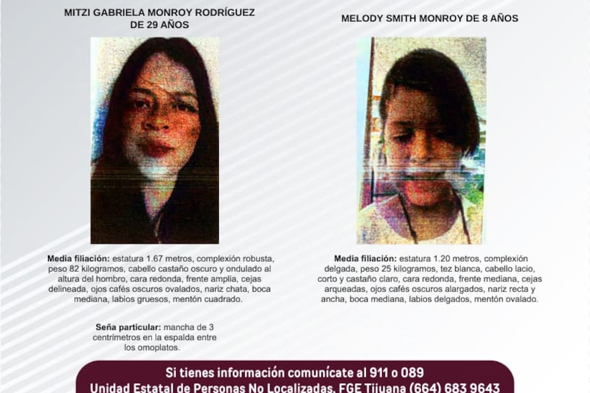 Se busca a Mitzi Gabriela Monroy Rodríguez y Melody Smith Monroy