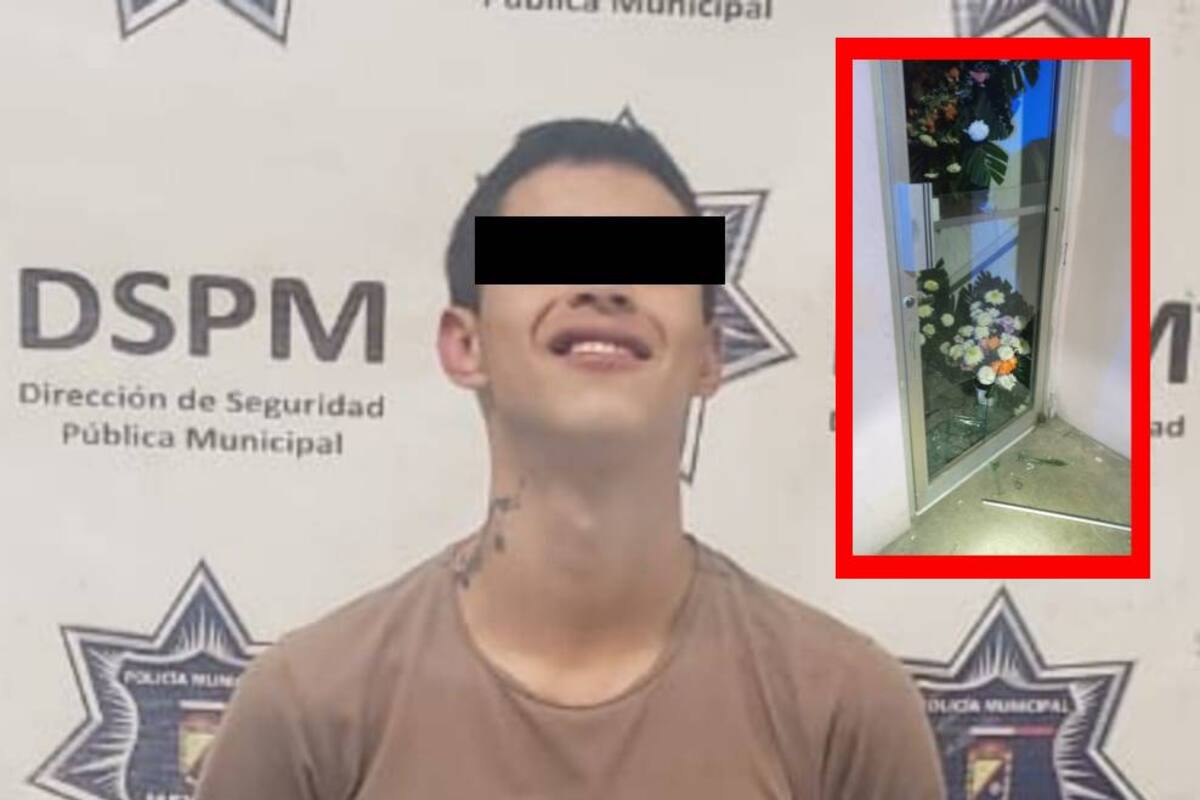 Rompe cristal de florería y lo detienen al intentar huir