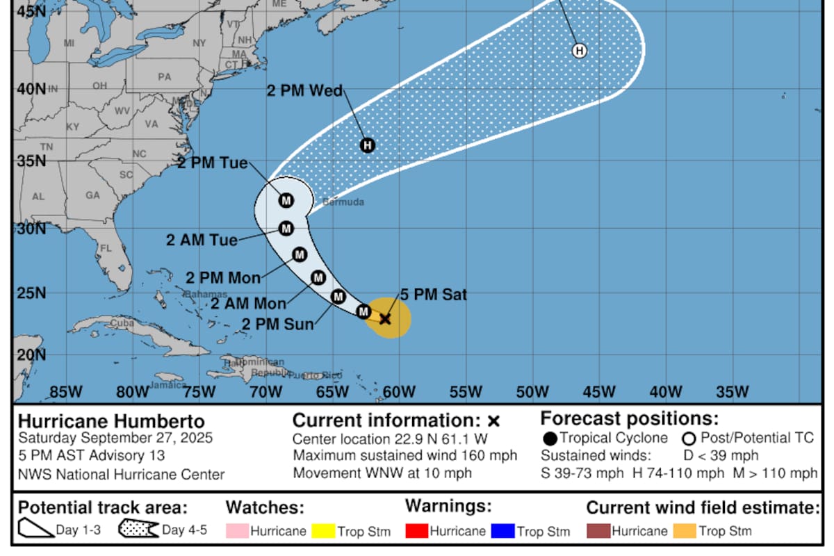 El huracán Humberto alcanza categoría 5 mientras una depresión tropical amenaza la costa sureste de EEUU