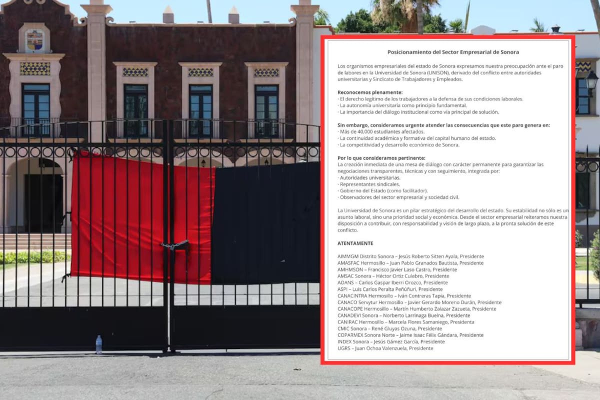 Empresarios de Sonora piden mesa de diálogo urgente ante paro de labores en la Unison