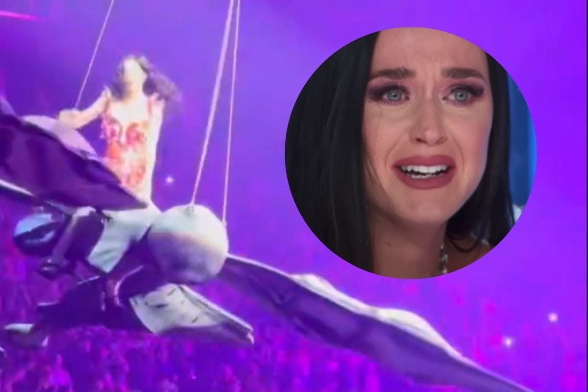 Katy Perry casi cae en pleno concierto por falla en su mariposa voladora